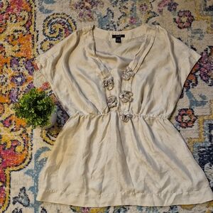 🎈Alfani Cream Silk Rosette Blouse